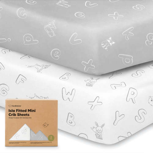 Isla Fitted Mini Crib Sheets - ABC Land / 38 x 26