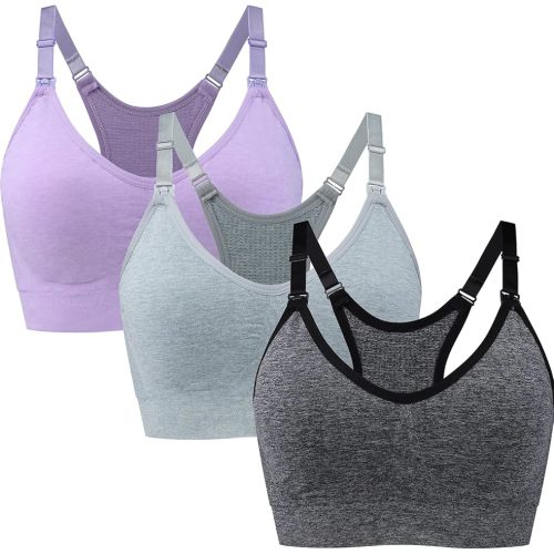 Suekaphin 3 Pack Sports Nursing Bra for Breastfeeding Supportive Bralette Pregnancy Maternity Wirefree Support for Women