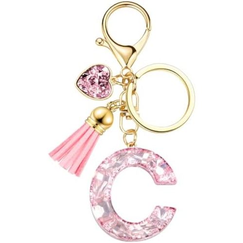 Initial Keychain Letter Bag Charms for Women, With Artificial Diamond Cute Purse Handbag Accessories