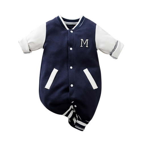 WIBACKER 0-18 Months Newborn Baby Boy Onesie, Infant Long Sleeve Cotton Romper, Boys Bodysuit Fall Spring Outfits - Letters M
