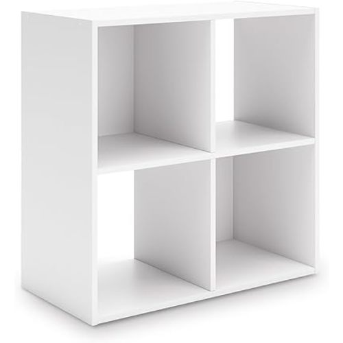 Signature Design by Ashley Onita Contemporary 4 Cube Organizer for Storage, Fits 10.5" by 10.5" by 11" H Storage Bins, Wood, 23.82" Tall, White Finish