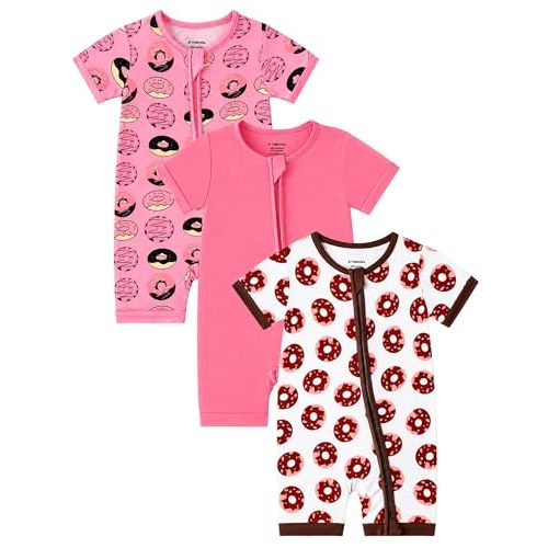 OPAWO Bamboo Sleepers for Baby Boy Pajamas Bamboo Pajamas Baby Romper 0-24M | 2 way zipper sleepers, short sleeve, baby summer pajamas, gentle on skin, silky soft, ultra breathable, stretchy, lightweight