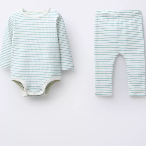 STRIPED BODYSUIT AND LEGGINGS SET - Sea green | ZARA United States