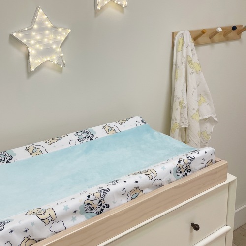 Lambs & Ivy Disney Baby Winnie the Pooh Hugs Soft Blue Minky Changing Pad Cover