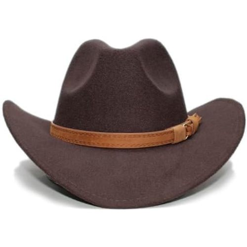 Toddler Baby Cowboy Hat, Boys Girls Cowgirl Hat with Leather Hatband, Wide Brim Infant Kids Western Cowboy Hat