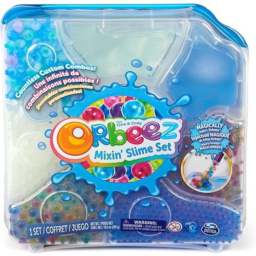 Orbeez Mixin’ Slime Set with 2500 (Micro, Shimmer, Marble & Glow in The Dark), 5 Tools, Storage, One & Only, Sensory Toys for Kids Ages 5+