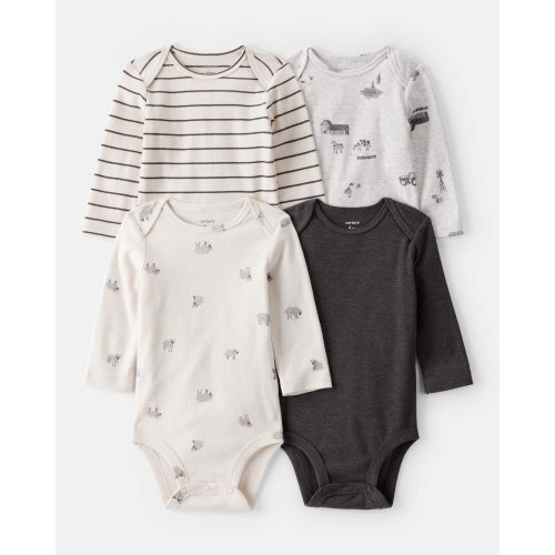 Baby Boy 4-Pack Sheep Print Long-Sleeve Multipack Bodysuits - Carter's | Carter's