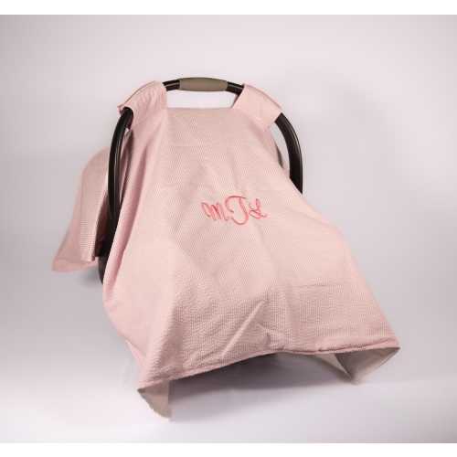 Monogrammed Baby Car Seat Cover: Custom Fabric, Cotton Flannel Lined