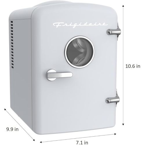 Frigidaire EFMIS171 Retro Mini Portable Personal Fridge - Ideal for Home, Office or Dorm - Includes Carrying Handle, AC/DC Wall/Car Charger (White)