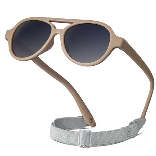 RIVBOS Baby Wrap Polarized UV400 Sunglasses - Soft Frame with Secure Strap for Infant and Newborn (0-24 Months) RBK068