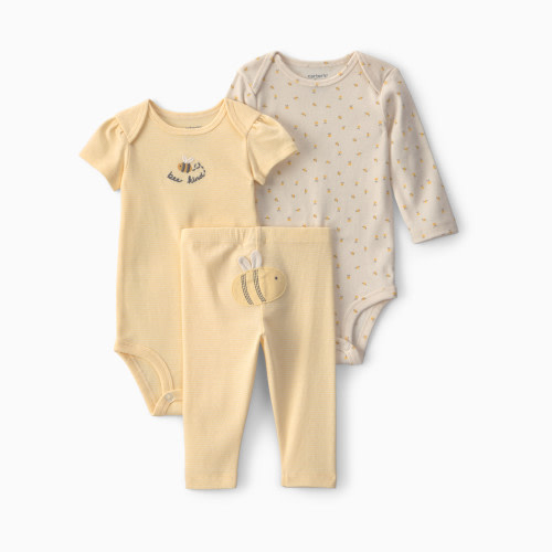 Carter's 3-Piece Bodysuit & Pant Gift Set - Yellow/Ivory Bee, 3M