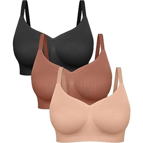 FeelinGirl Bras for Women Wireless Bralettes No Underwire Unlined Seamless Everyday Bras 3-Pack