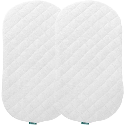 Biloban Waterproof Bassinet Mattress Pad Cover(18"x30"), 2 Pack, Ultra Soft Rayon Surface, Quilted Bassinet Mattress Protector Fit for Halo Bassinest Swivel Sleeper, White