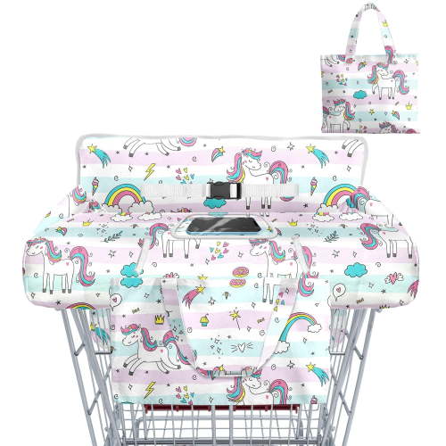 Shopping Cart Cover for Baby Girl Boy 2-in-1 High Chair Water Resistant High Chair Cover w/Phone Pouch Pocket Gender Neutral Cart Cover for Babies Padded Grocery Cart Cover for Baby