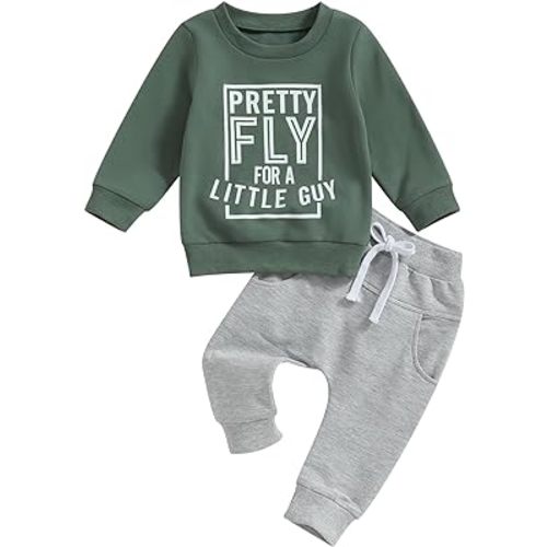 fhutpw Baby Boy Clothes Crewneck Graphic Sweatshirt & Jogger Pants Outfits