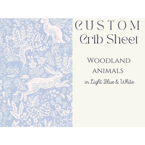 Rifle Paper Co Crib Sheet for Gender Neutral Nursery Woodland Crib Blue Gift for Baby Shower Gift Crib Sheet Light Blue Forest Animal Sheet
