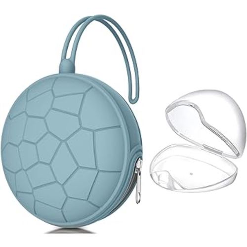 Smlpuame Pacifier Holder Case,Mothers Day Gifts for Mom BPA Free Portable Silicone Baby Pacifier Cover Pouch for Diaper Bag Stroller,Travel Outdoor Activities,Easy to Clean(Football & Blue)