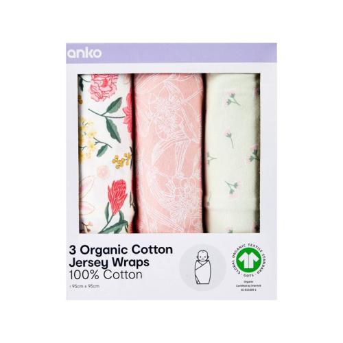 3 Pack Organic Cotton Jersey Wraps - Natives - One Size