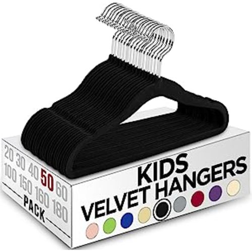 Amazon.com: Utopia Home Kids Hangers Velvet (50 Pack) - 11 Inch Durable Baby Hangers for Closet - (Black)