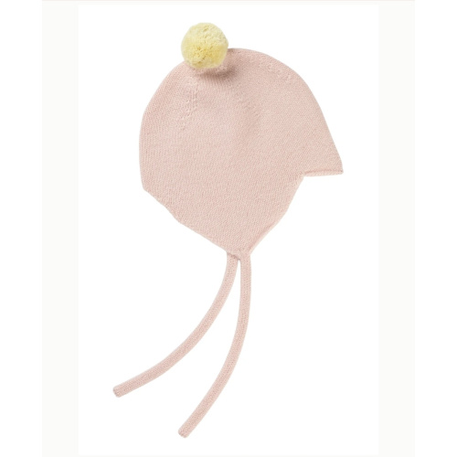 Cashmere Baby Bonnet, Marshmallow with Lemon Pom – Rosie Sugden