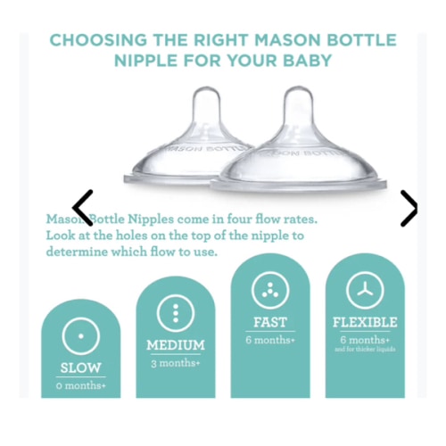 Silicone Nipples | Size: Fast Flow | Glass Baby Bottles | Mason Bottle