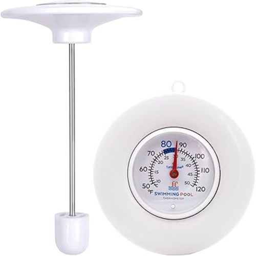 Floating Pool Thermometer Easy Read - No Battery Needed, IPX6 Waterproof 304 Stainless Steel Probe for Pool, Pond, Hot Tub & Bath Water Temperature