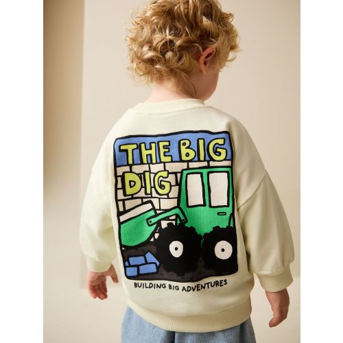 Buttermilk Yellow Digger Back Printed Crew Neck Jersey Sweatshirt (3mths-7yrs)