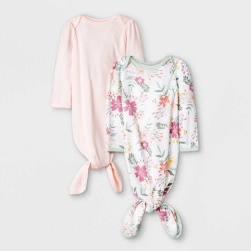 Baby Girls' 2pk Meadow Tie-Front Nightgown - Cloud Island™ White