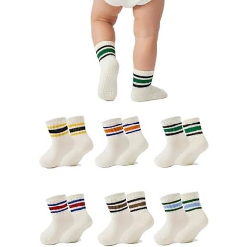 Durio Toddler Grip Socks Multipack Non-Slip Cotton Crew Socks Ages 1-5