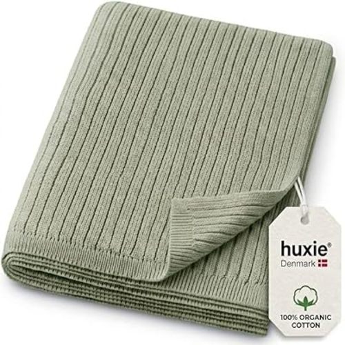 Knitted Organic Cotton Baby Blanket- Swaddle Blanket, 30" x 40" Soft Receiving Blanket for Newborn (Roman Green)
