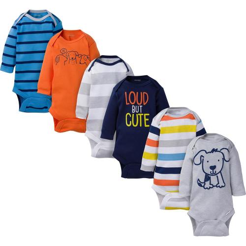 6-Pack Baby Boy Puppy Long Sleeve Onesies® Brand Bodysuits – Gerber Childrenswear