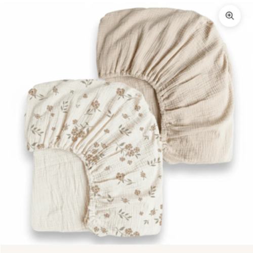 2-Pack Crib & Playard Muslin Sheets, Deep Pocket, 360° Elastic Fit - Babies Mall
