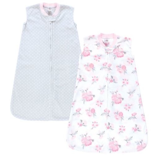 Hudson Baby Infant Girl Plush Sleeping Bag, Sack, Blanket 2pk, Basic Pink Floral, 6-12 Months