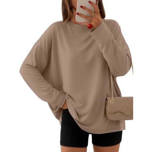 AUTOMET Women's Oversized Long Sleeve Shirts Fall Trendy Tops Fashion Gym Baggy Basic Casual Loose Fit Workout Y2k Clothes
