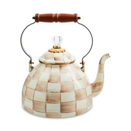 Mocha Check 3 Quart Tea Kettle