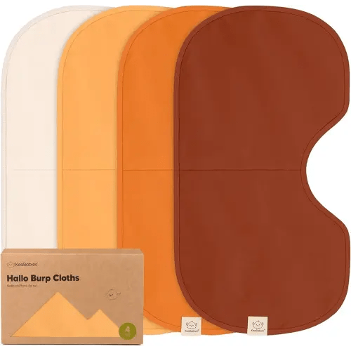 KeaBabies 4-Pack Baby Burp Cloths Baby Girl, Boy - Organic Cotton Burp Cloth, Extra Large, Absorbent, Soft Burping Cloths & Bibs Set for Babies, Newborn Burp Clothes, Thick Burp Ragss (Sahara)