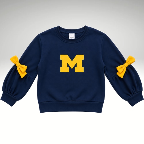Navy Michigan Bow Sweatshirt - Girls University of Michigan Apparel