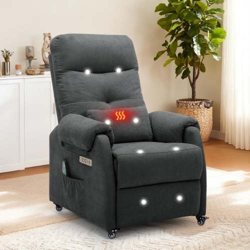 Korser Power Small Recliner Chair for Small Spaces with Wheels and USB Ports for Living Room,Dark Gray - Walmart.ca