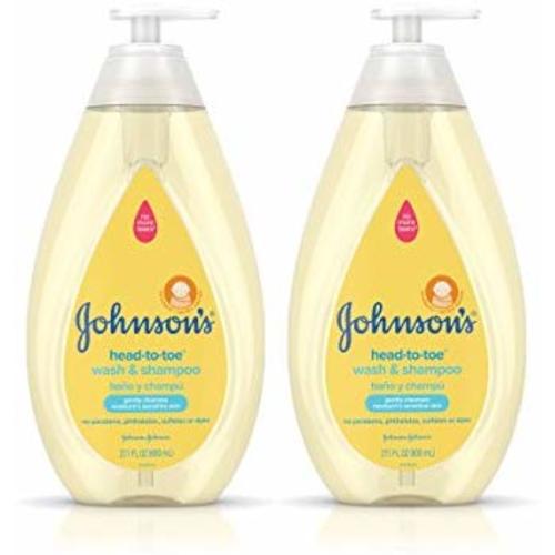 Johnson's Head-to-Toe Hypoallergenic & Paraben-Free Baby Wash & Shampoo Twin Pack, 2 x 27.1 fl. oz - 800 mL (Pack of 2)