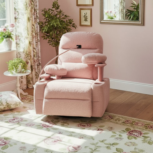 Electric Power Adjustable Armrests Swivel Rocking Chair Reclining Glider With Usb Charge And Phone Holder