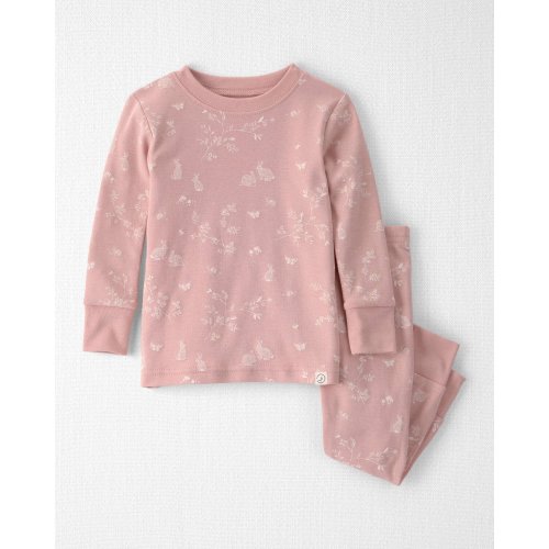 24m Baby Girl 2-Piece Organic Cotton Ribbed Pajama Set in Pink Bunnies - Little Planet | Carter's