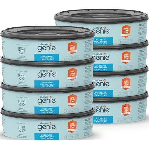 Diaper Genie Bags Refills 270 Count (Pack of 8) with Max Odor Lock | Holds Up to 2160 Newborn Diapers