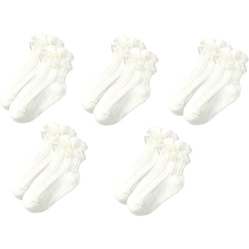 Gwenvenni Little Girls Toddler Kids Lace Ruffle Cute Frilly Cotton Socks