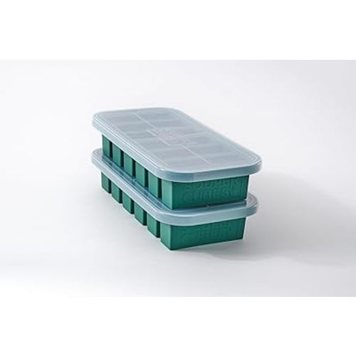 Souper Cubes 1/2 Cup Silicone Freezer Molds, Perfect for Storing Soups, Sauces, Juices, Desserts, Smoothie Prep and More, Freezer Portion Molds for Meal Prepping - Kale - 2-Pack