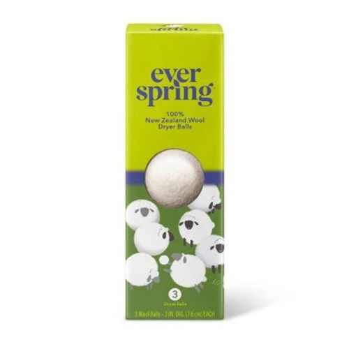 100% New Zealand Wool Dryer Balls - 3ct - Everspring™: Dye-Free, Non-Toxic, Box Container
