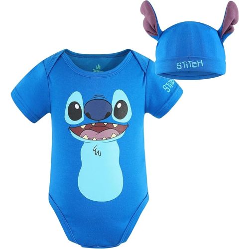 Disney Lilo & Stitch Baby Boys Bodysuit and Cap for Newborn and Infant