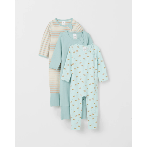 Baby Organic Cotton 3 Pack Zip Coveralls
