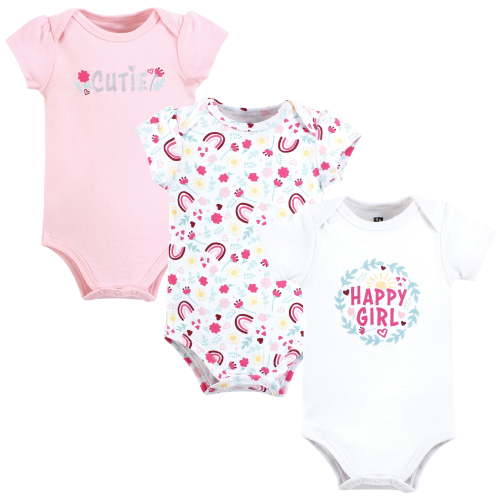 Happy Girl Wreath - Hudson Baby Cotton Bodysuits 9-12 Months