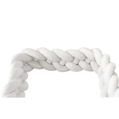 1 Piece handcrafted bed anti - bump rug. Wool yarn, home accent. Knitting & craft yarn. Cozy, soft, good for felting & cushions. Bulky, thick for DIY. (White - 2m)