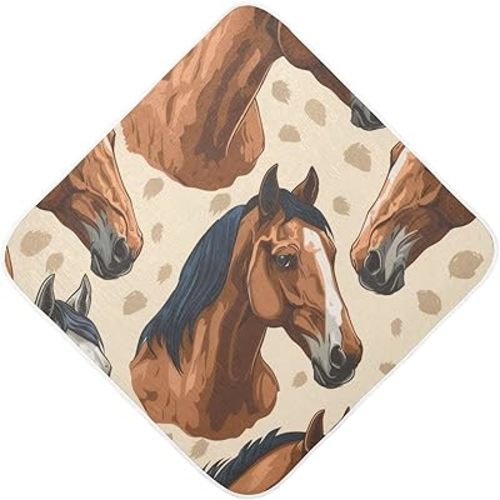 Cute Horse Hooded Towel - Ultra Soft & Absorbent Muslin Cotton Bath Towel for Babies, Toddlers, Newborn - Boys & Girls Essential 35"x35"